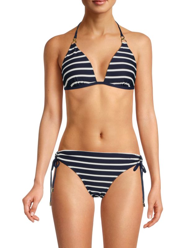 La Blanca Striped Halterneck Bikini Top